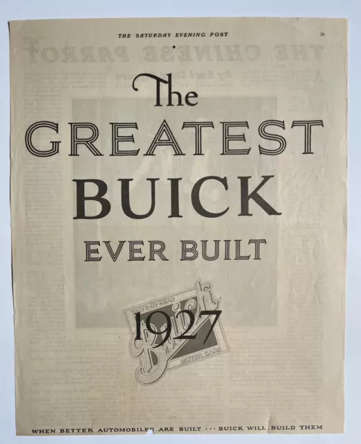 1926 Buick "When Better Autos are Built, Buick will Build Them" Print Ad-CRC2