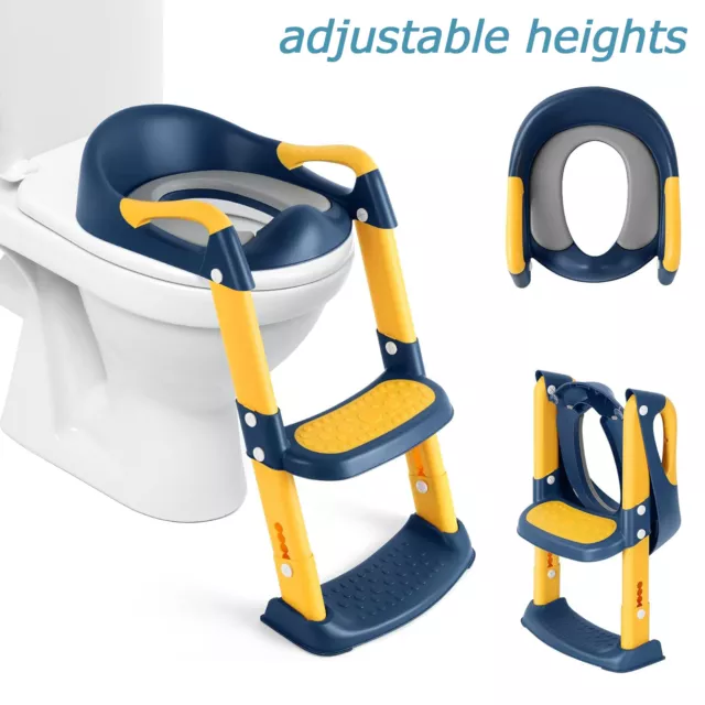 Toddlers Potty Training Toilet Seat Step Stool Ladder Adjustable Height for Kids