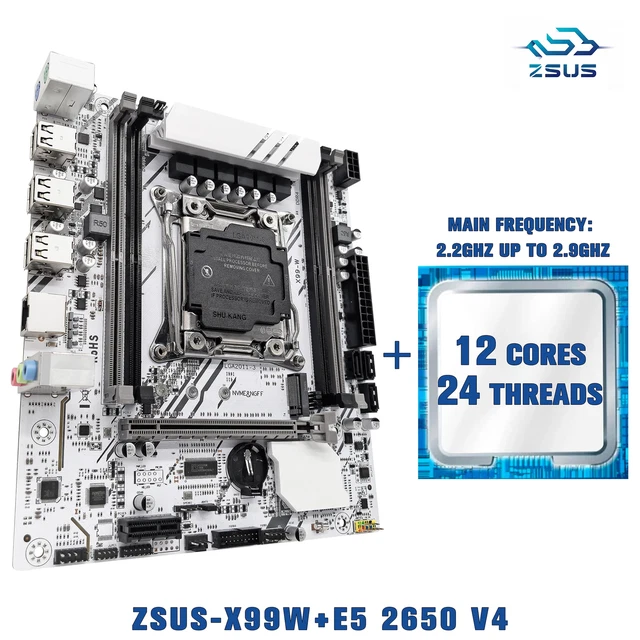 X99-W MOTHERBOARD COMBO LGA2011-3 Xeon E5 2650 V4 CPU Memory NVME M.2 ...