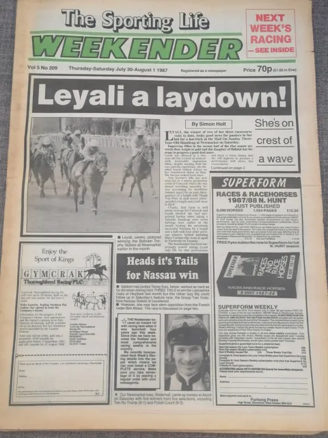 The Sporting Life Weekender Newspaper July 30th-Aug 1st, 1987