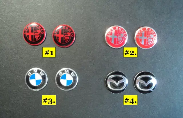 2x Car Key Fob Remote Decals Emblem Badge Logo Stickers Small 14 mm Alfa Romeo