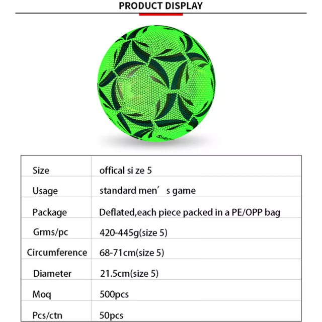 Glowing Football Holographic Luminous Football Reflective No.5 Night Sports Men 3