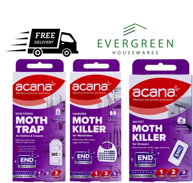 ACANA Moth Hanging/Sachet/Trap Refill Killer Repellent Freshener Fabric Lavender