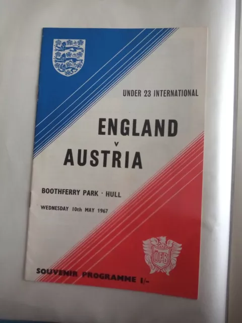 England V Austria U23’s Football Programme May 1967 - Excellent Condition