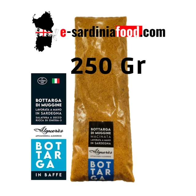 Bottarga di Muggine Macinata 250 GR LAVORATA A MANO IN SARDEGNA FORMATO OFFERTA Bottarga di Muggine Macinata 250 GR LAVORATA A MANO IN SARDEGNA FORMATO OFFERTA