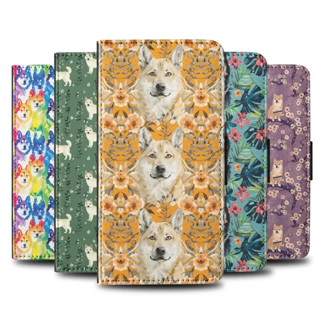 Flip Case For Samsung Galaxy|Cute Norwegian Buhund Puppy Dog Canine Pattern #A2