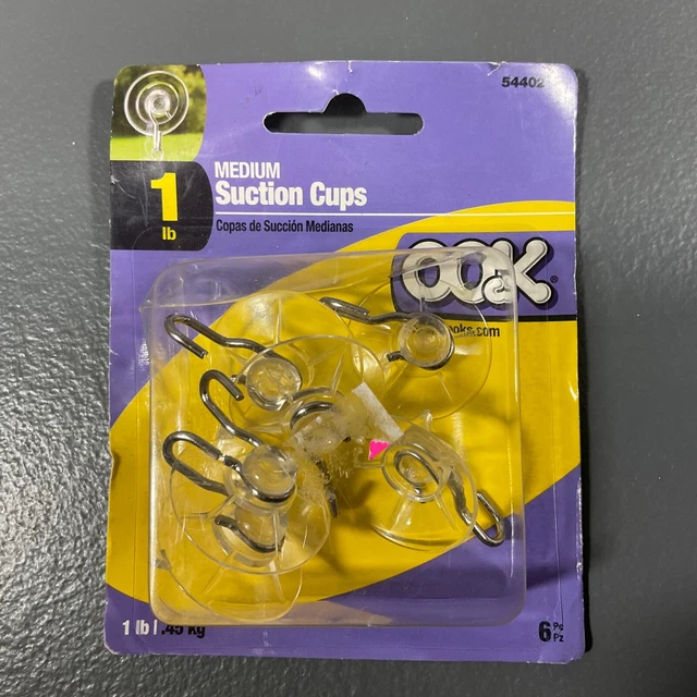 OOK 1 lb. 1-1/8 in. Clear Plastic Suction Cups with Hooks (4-Pack) 54402