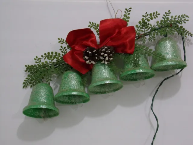 Rare Vintage Green 5 Light Cluster Bell Christmas Light Set Box Included