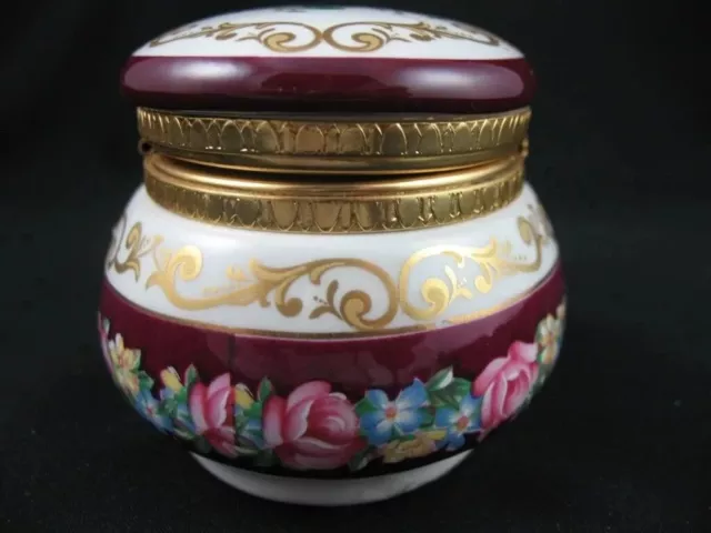 French Porcelain Hand Painted Hinged Dresser Box Decor De Paris