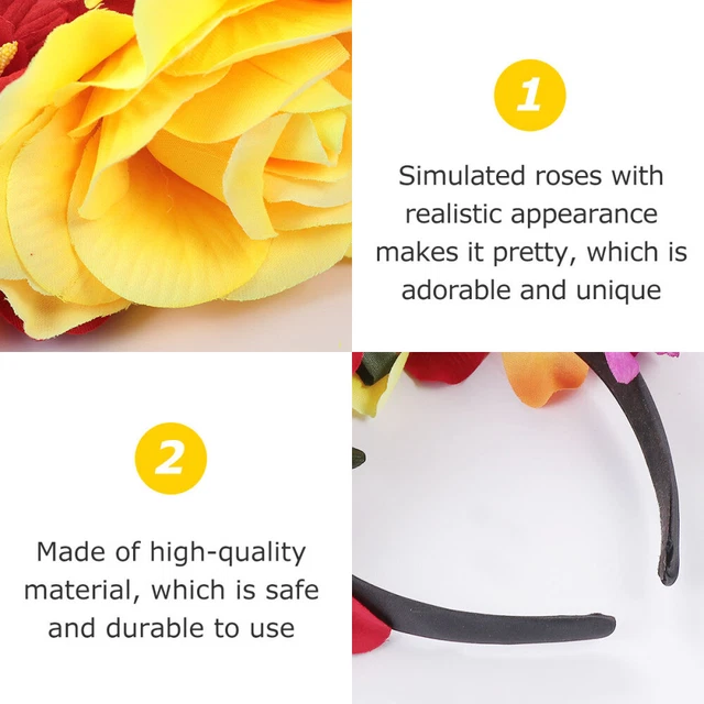 FLORAL HEADPIECE HALLOWEEN Party Headband Hair Accessory Rose Flower