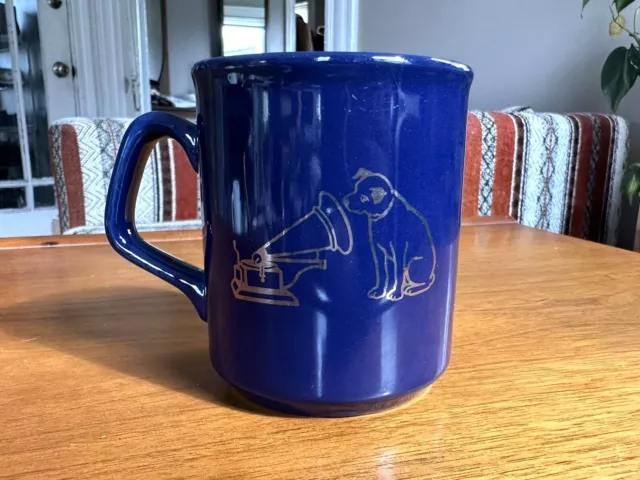 RCA Data Services Dog Nipper & Record Player Navy Blue & Silver Coffee Cup Mug