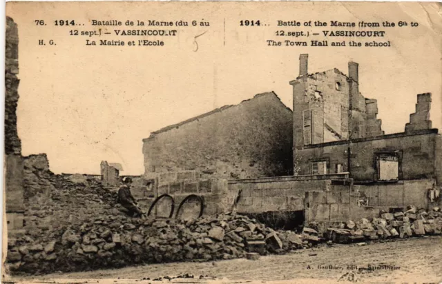 CPA AK Militaire - Vassincourt - La Mairie et l'Ecole - Ruines (696855)
