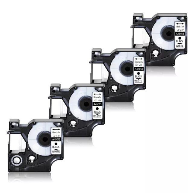 4x Étiquettes standard D1 pour Dymo LabelWriter Duo Noir sur blanc 45013 Ruban