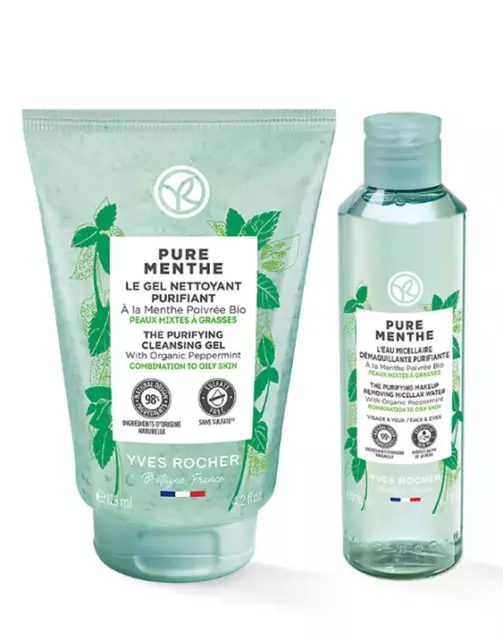 PURE MENTHE YVES ROCHER SET X 2 ( CLEANSING GEL 125ml+MICELLAR WATER 200 ml)NEW!