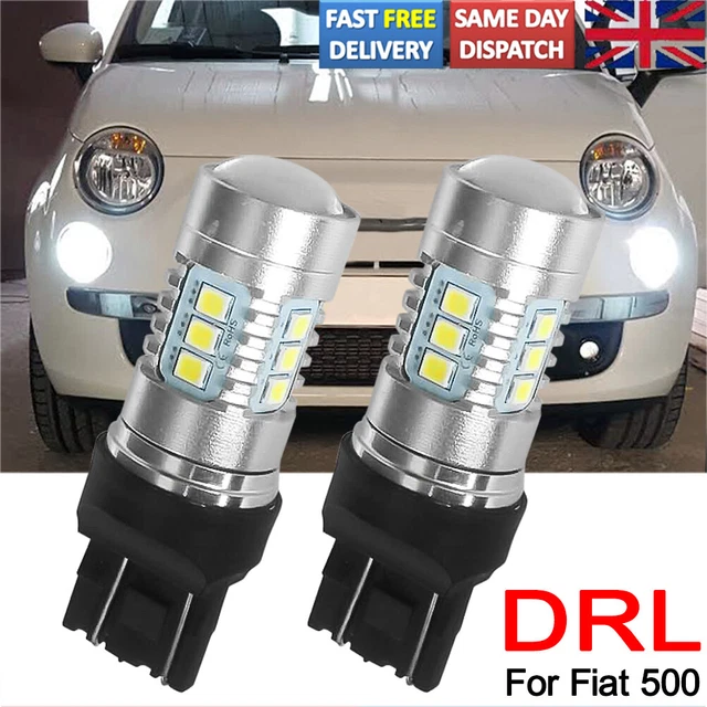 For Fiat 500 Daytime Running T20 7443 580 W21/5W Led Light Lamp Bulbs DRL White