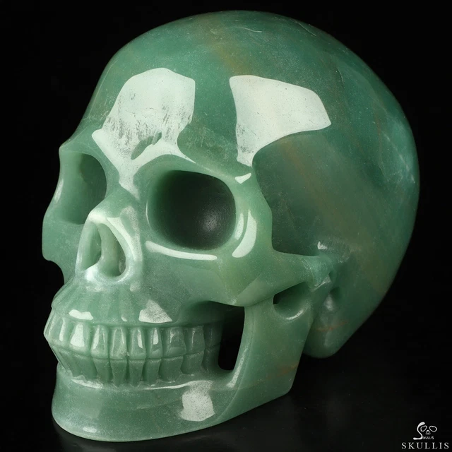 5.0" Green Aventurine Hand Carved Crystal Skull, Realistic, Crystal Healing