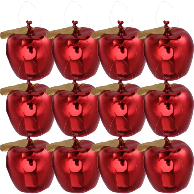 12 Pcs Rouge Plastique Pendentif Pomme Ornement D'arbre Noël Ornements
