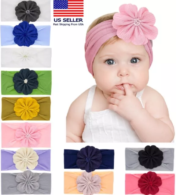 12 Pcs Toddler & Baby Girl Headbands - Lace Bow Flower Hair Band Accessory Set