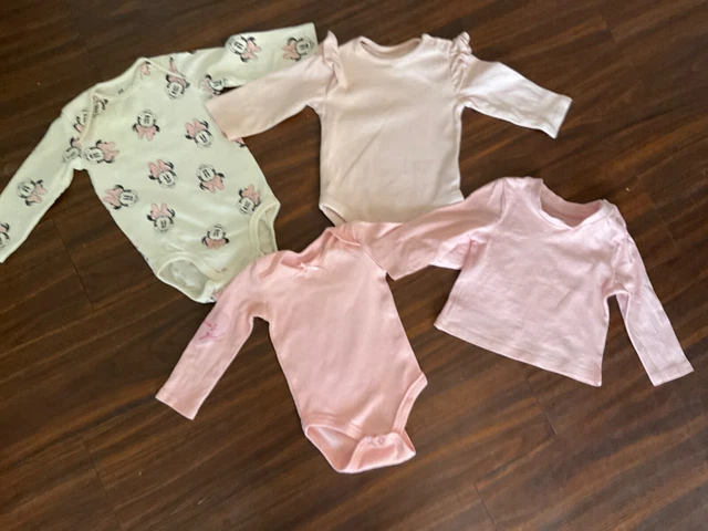 Baby Girls Bundle 3-6 Months, 3 x babygrows, 1 x top. Mixed makes.