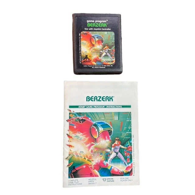 VINTAGE 1982 BERZERK Atari 2600 Game Program Instructions Manual CX2650 