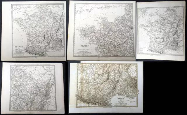 1830-31 SDUK Antique Maps of France and Regions x 5 - Full Set