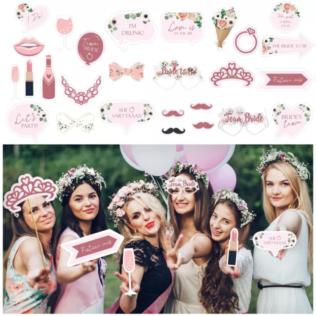 27Pcs Hen Party Photo Props Selfie Booth Games Night Bride Team Accessories