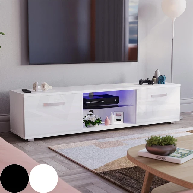LED TV STAND Unit Modern High Gloss 2 Door MDF Entertainment