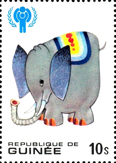 Guinea postfrisch MNH Zeichentrick Wildtier Tier Elefant Fauna Tierwelt Natur