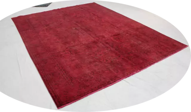 Magnifique tapis oriental vintage rouge noble look usé 380 x 290 noué à la main 167191