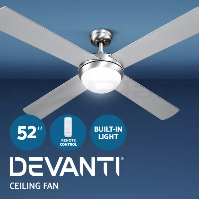 Devanti 48" 52" 64" Ceiling Fan AC DC Motor Fans Light LED Remote Control