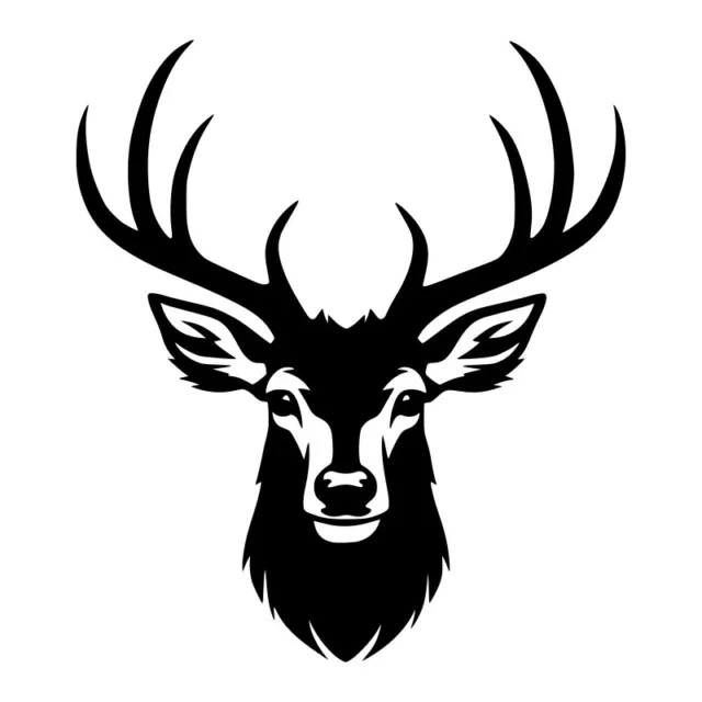 Deer Head Antler Vinyl Decal Sticker Art Wall Home Laptop Decor Various Colours