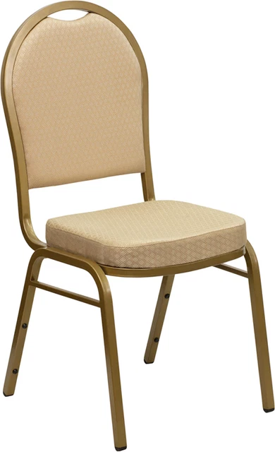 10 PACK Banquet Chair Beige Patterned Fabric Restaurant Chair Dome Back Stacking