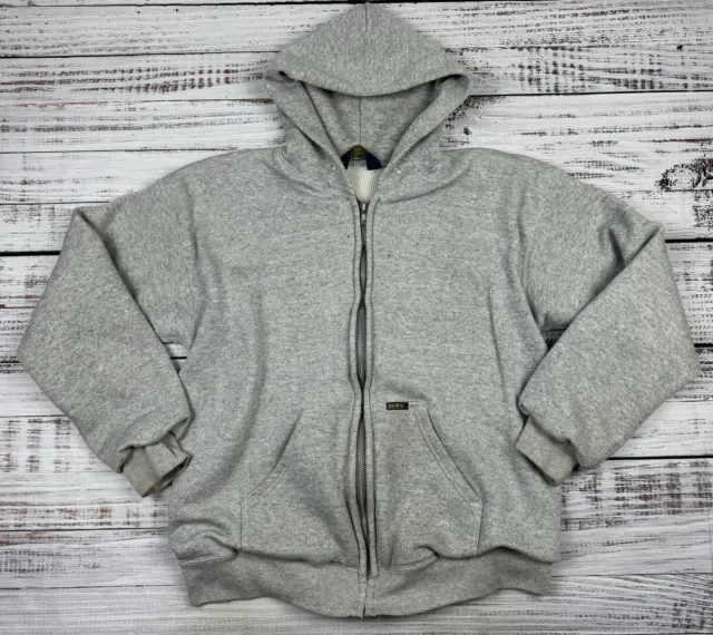 VTG Oshkosh B Gosh Thermal Hoodie Gray Waffle Knit Full Zip Jacket Size Medium