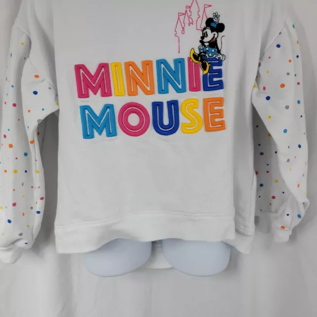 Disneys Minnie Mouse Long Sleeve Pullover Graphic Sweater Multicolor Girls Sz S 3