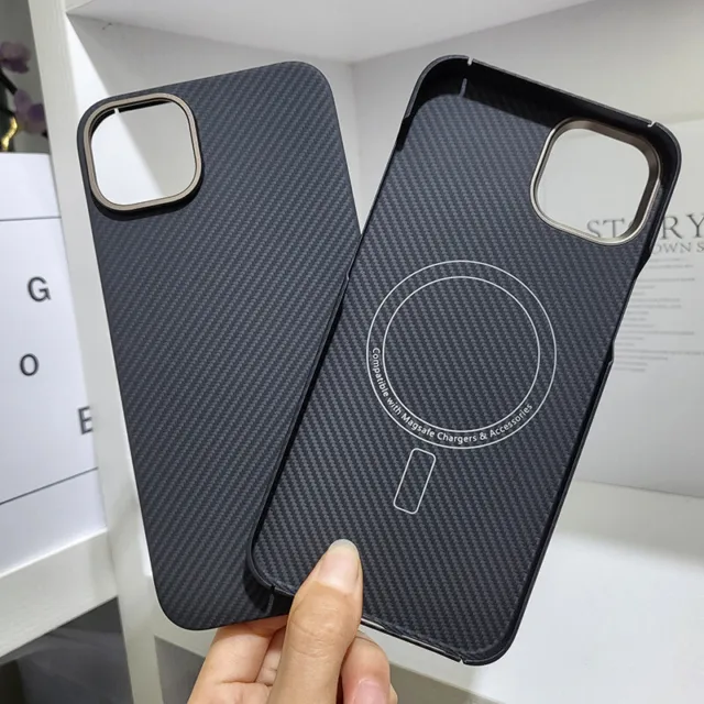 Real Carbon Fiber Ultra Thin Magnetic Cover Case For iPhone 15 Pro Max Plus