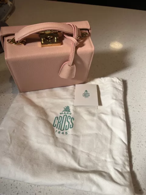 $2,290 Authentic Mark Cross small Grace Pink box bag