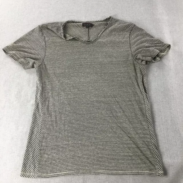 Guess Mens T-Shirt Size M Grey Striped Short Sleeve Tee