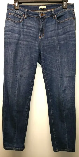 Eileen Fisher Skinny Jeans Sz 12 inseam 28" Blue Organic Cotton Spandex Stretch