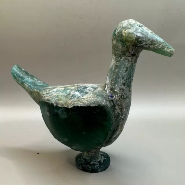 Intact Old Ancient Roman Glass In Form Of A Bird - Genuine Old Glass