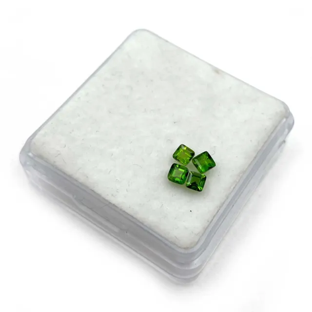 Natural Chrome Diopside Square Cut Loose Stone 4 Pcs 3 MM 0.55 CT