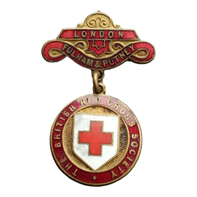 Scarce British Red Cross Society Enamel Badge For London Fulham & Putney - Gaunt