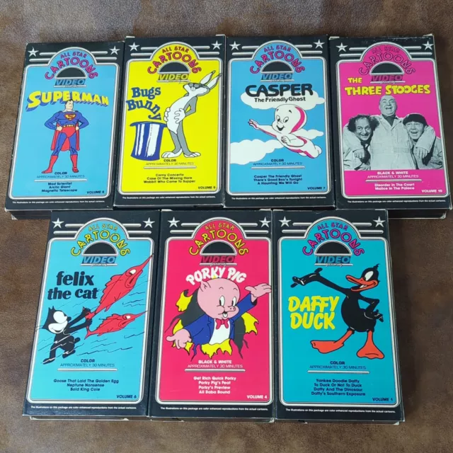 Lot 7 All Star Cartoons (VHS Metavideo) Bugs Daffy Porky Felix Casper Superman 2