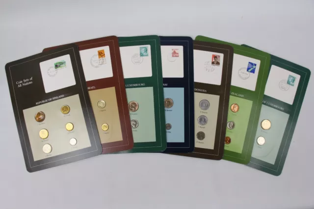 Lot of 7 Coin Sets of All Nations World Coins