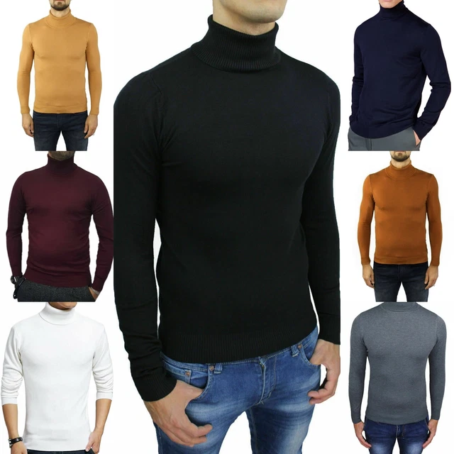 maglia maglioncino maglione a dolcevita da uomo collo alto gola lupetto slim fit