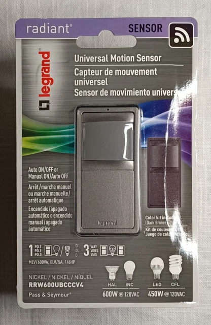 LEGRAND UNIVERSAL MOTION Sensor Radiant® Single Pole/3-Way Occupancy ...