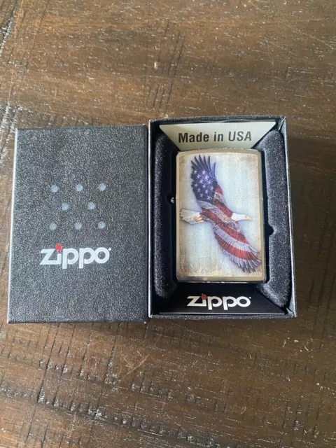Mazzi Bald Eagle American Flag America Zippo Lighter Mint In Box