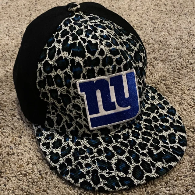 New York Giants NFL Leopard Print Snapback Hat Unisex Cap Black/Blue OSFM