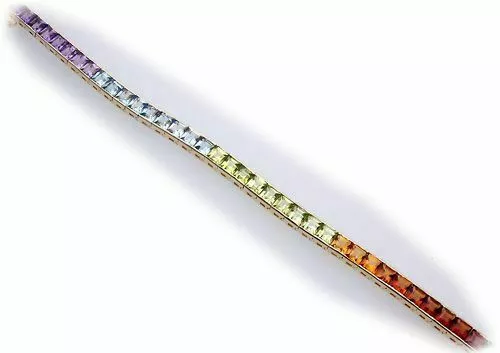 Bracelet Arc-en-Ciel or Véritable 585 Pierres de Couleur Jaune Femme 2