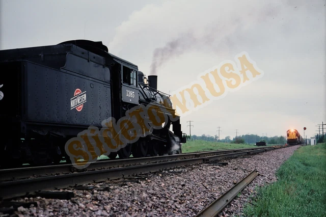 Vtg 1986 Train Slide 1385 CNW Chicago & North Western Steam Engine X4Q137