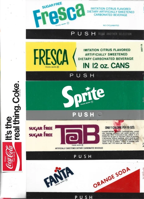 6 DIFFERENT COCA-COLA Vending Machine Labels, All Vintage, Plastic $5.